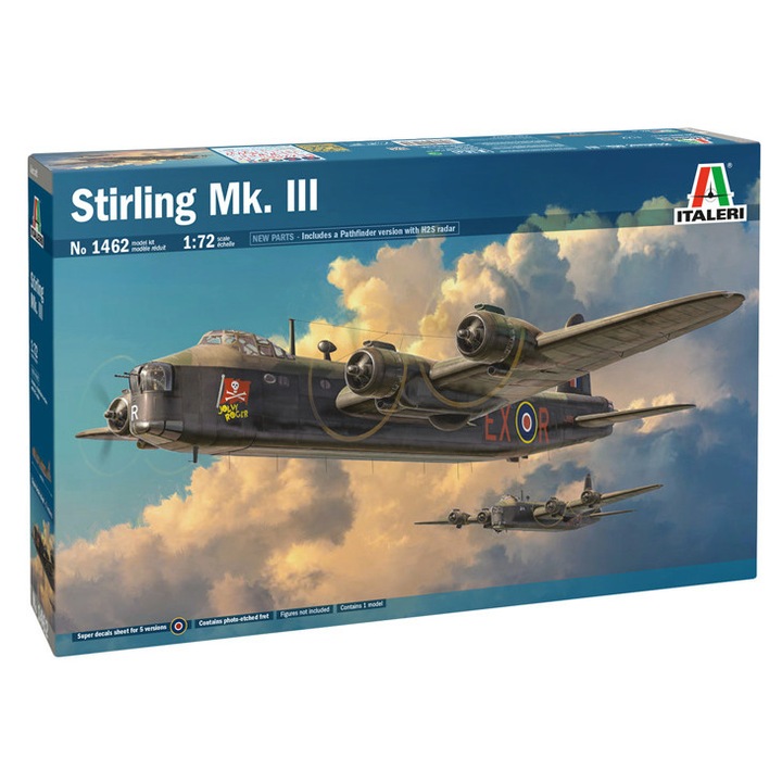 Kit de construit avion Stirling Mk. III, Lungime 36.9 cm, Scara 1:72, 14+