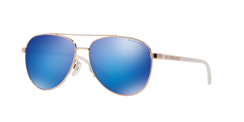 Michael Kors, Ochelari de soare aviator cu lentile oglinda, Auriu, 59-14-135