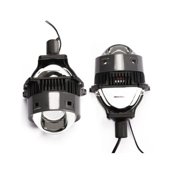 Lupe Bi Led LASER Auto 3" putere 60W luminozitate 10.000 Lumeni 5500k 12V P1-Pro Z261 cu Angel Eyes Xenon Bright®