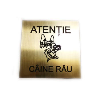 Placuta indicatoare atentionare Caine Rau (auriu/negru) Placuta indicatoare atentionare Caine Rau (auriu/negru)