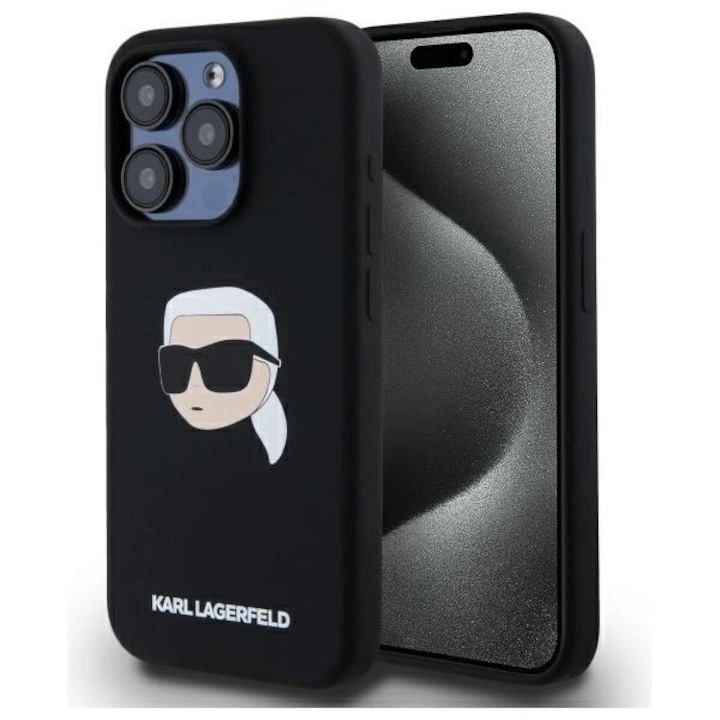 Telefontok, Karl Lagerfeld, TPU / szilikon, iPhone 15 Pro Max 6,7", MagSafe, fekete