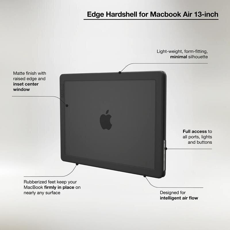 Husa protectoare Incase Edge pentru MacBook Air 13", material Makrolon, mat, neagra