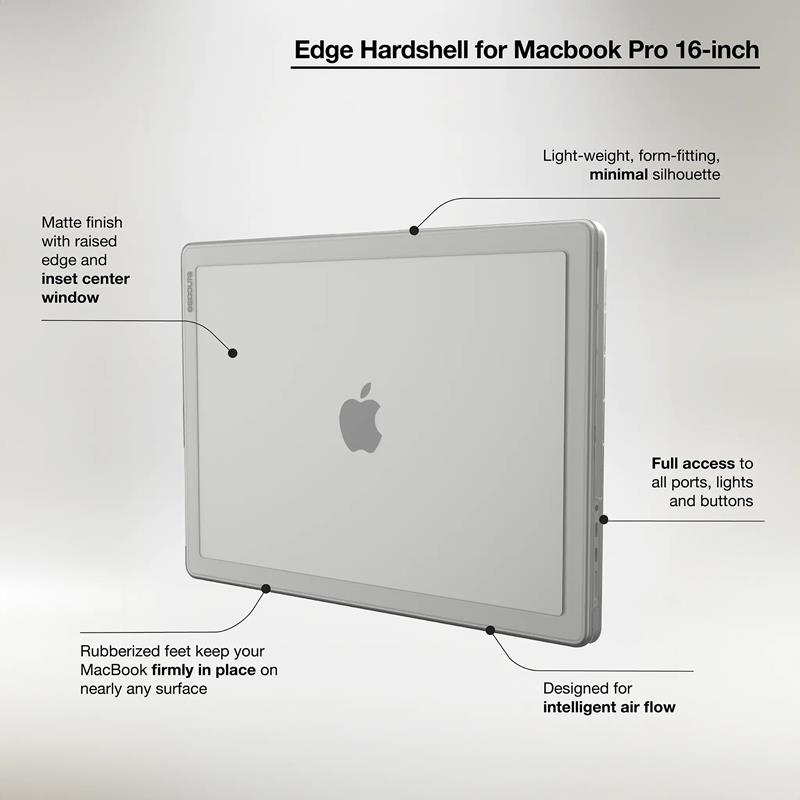 Husa protectoare Incase Edge Hardshell pentru MacBook Pro 16", material Makrolon, design minimalist, transparent