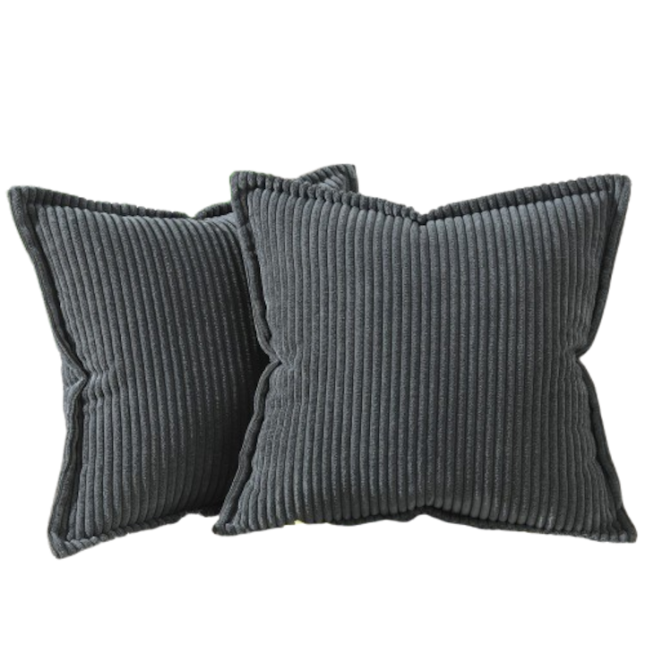 Set de 2 huse pentru perne MIULEE, gri, 50 x 50 cm, moi si decorative, ideale pentru canapea, pat, sufragerie si dormitor, design modern