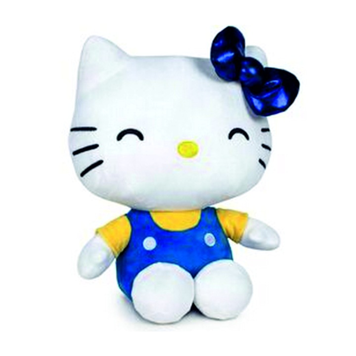 Hello Kitty plusz játék kék kombinéval, Sanrio, Anniversary Edition, 16 cm