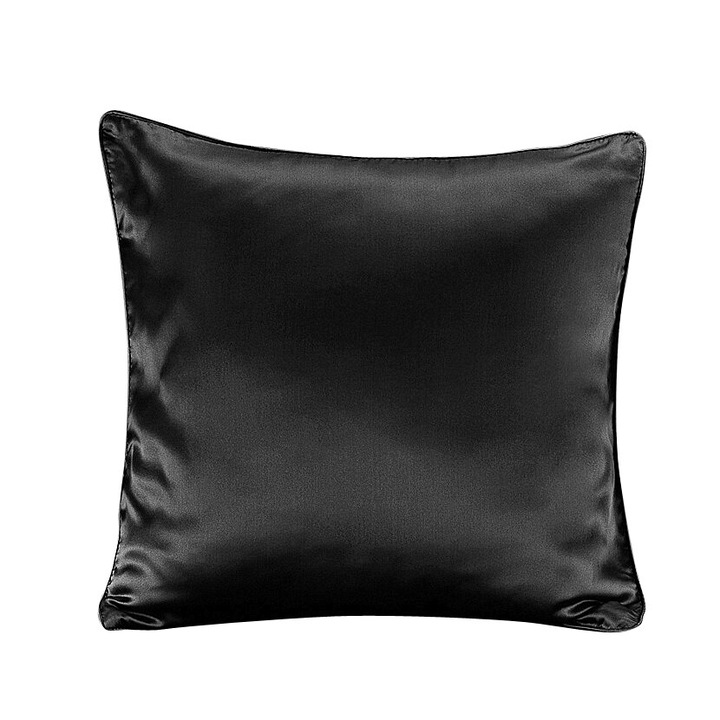 Fata de perna, Malbery, 100% matase naturala de dud de clasa A, 40 x 40cm, Fermoar, Negru