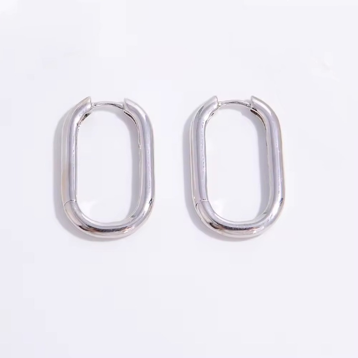 Cercei Minimalist Bohemian Oval, Silver Berry, din Argint