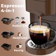 Espressor Multifunctional Manual 4 in 1 Bukate® – Aparat de Cafea Compatibil cu Capsule si Cafea macinata – 19 Bari Presiune – Design Compact – Rezervor 800ml – Oprire Automata - Preparare Rapida