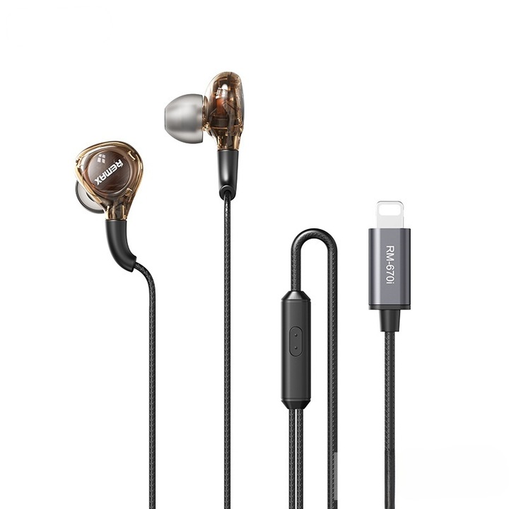 Vezetékes fejhallgató, Remax, erős basszus, 1,2m, villám, fekete