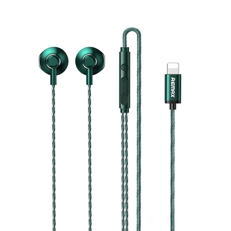 Casti cu fir, bass puternic, 1.2m, verde