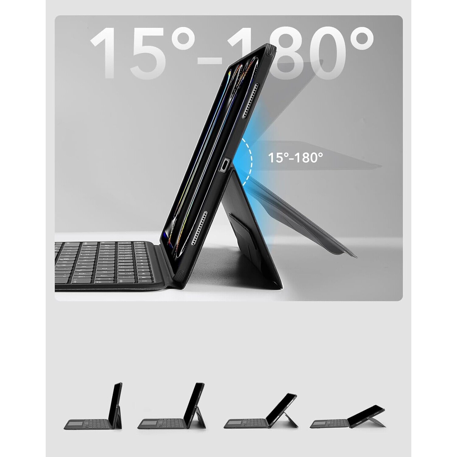 Husa pentru iPad Pro 11'' 2024, cu suport reglabil, protectie adaptiva, negru