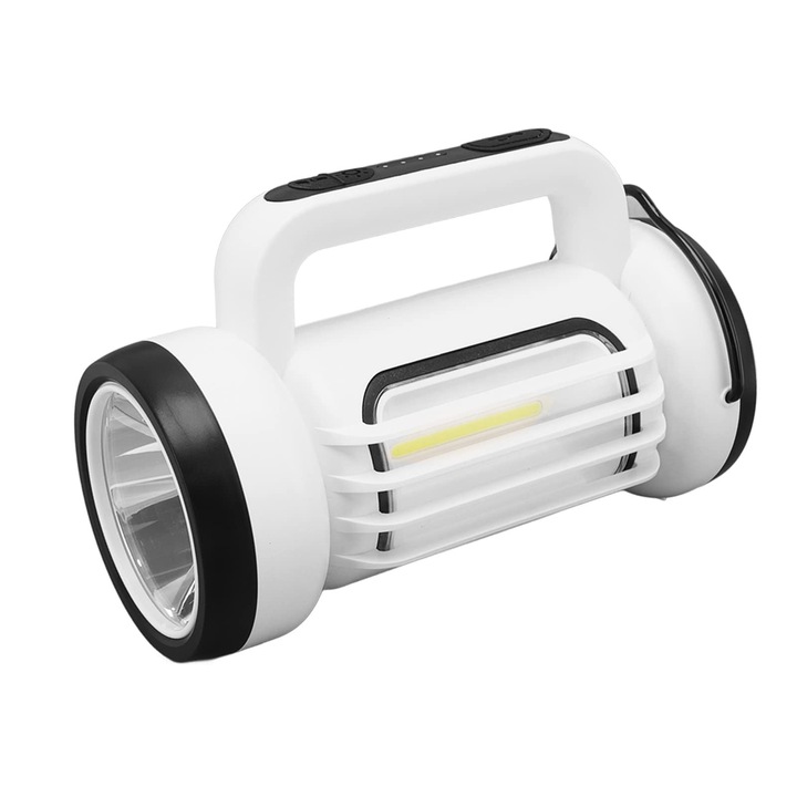 LED фенерче, презареждащо се, регулируема яркост, водоустойчиво, 3 източника на светлина, функция светкавица, преносимо LED фенерче за къмпинг, туризъм, риболов, WALALLA, бяло