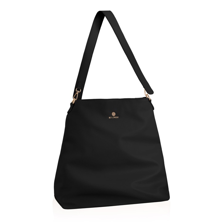 Geanta de dama, shopper, de umar, Betlewski, Miley, din piele artificiala, 43 x 38qwdasxzg x 17, Negru, 43 x 38 x 17 cm