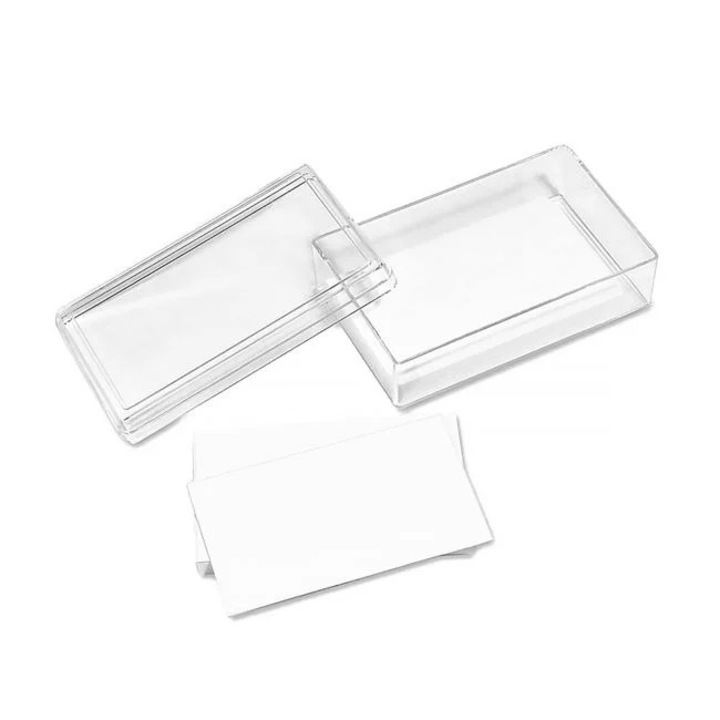 Átlátszó Nyland® műanyag borító 10,5x3 cm, 100 db 9x5,5 cm-es fehér névjegykártyával