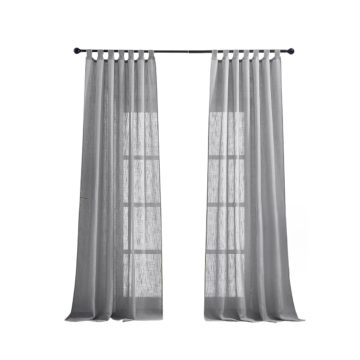 Комплект 2 пердета, PONY DANCE, от лен, закопчаване на юздата, 140 х 245 см, сиво