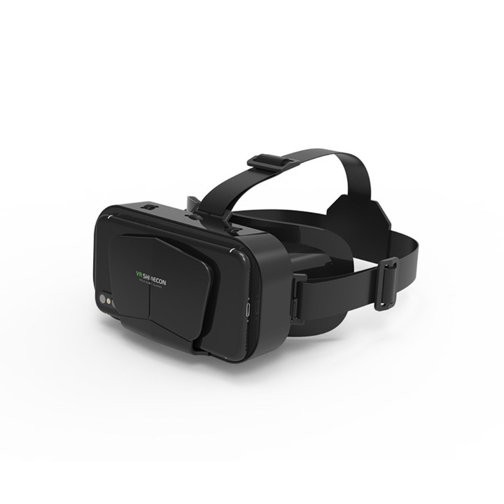 3D VR очила за виртуална реалност, игри и завладяващи изживявания, IMAX Cinema, 360° изглед, преносим дисплей, монтиран на главата за филми и игри, работа без такса, черен