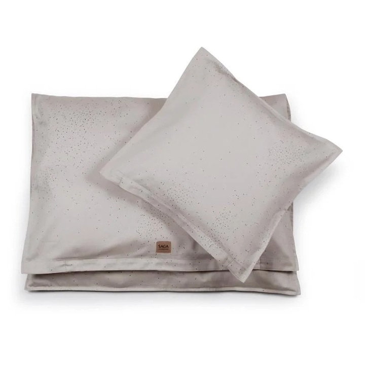 Set lenjerie de pat Saga, husa perna, husa patura, husa saltea 100 x 140cm, Svala Sandstone