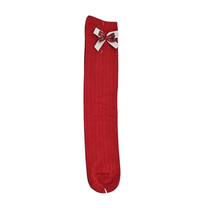 Sosete lungi cu fundita Boston, Tema Craciun, bumbac, Rosu, one size, 37 cm