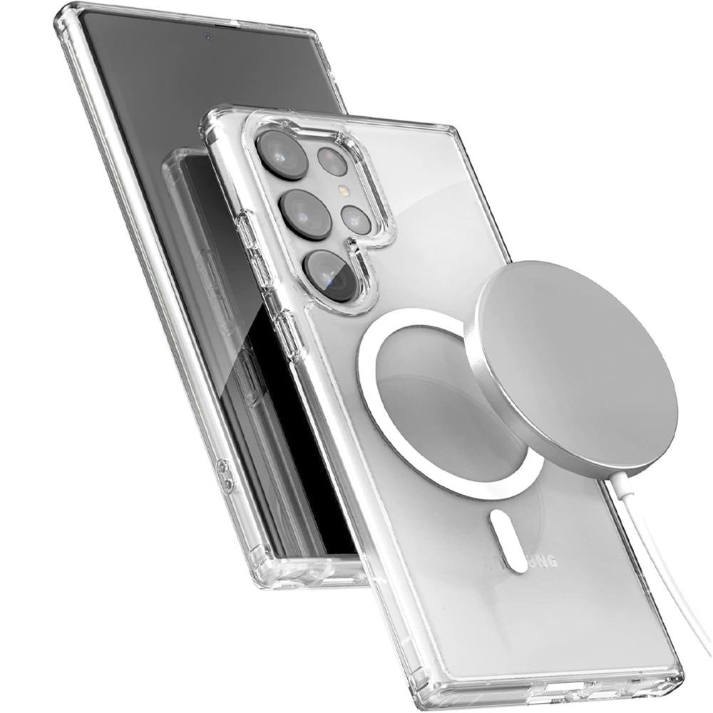 Husa Magnetica pentru Samsung Galaxy S23 Ultra, OPTIM SOLUTION, Compatibilitate MagSafe, Protectie Anti-shock, Flexibilitate, Design Slim, Decupaje Precise, Transparent
