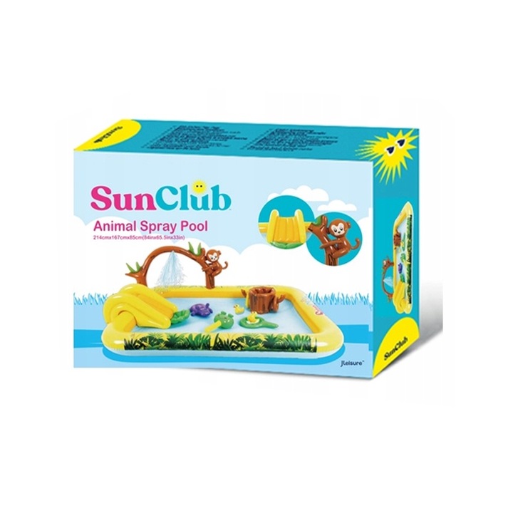 Bazin de joaca gonflabil Maverick cu tobogan si fantana, 214x167x85cm, multicolor, set complet