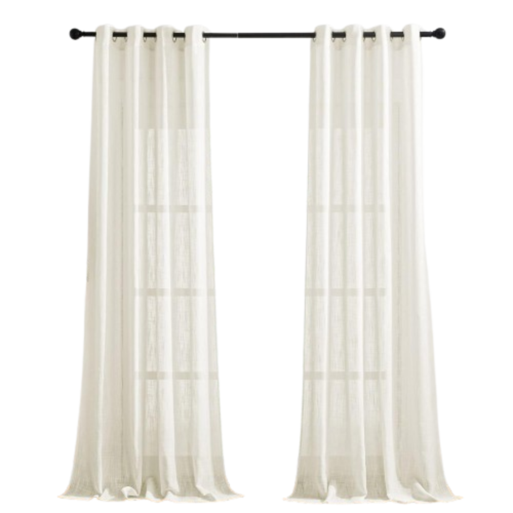 Комплект 2 пердета, PONY DANCE, лен, закопчаване с халка, 132 х 240 см, кремаво