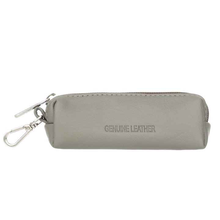 Etui pentru chei, Kaletnik, piele naturala, 13 x 4.5 cm, gri