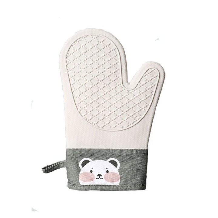 Hőálló kesztyű, szilikon, fehér/szürke