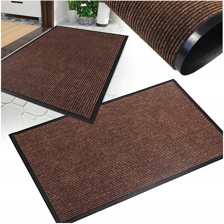 Decorator Home bejárati szőnyeg, 90x150cm, csúszásmentes, barna, beltéri és kültéri használatra