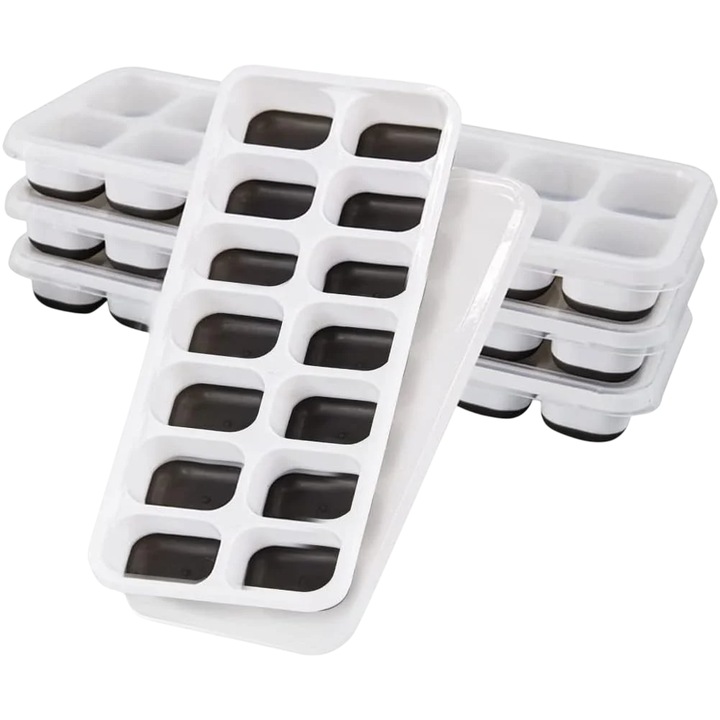 Set de 4 tavi pentru gheata AcrossSea, silicon, alb/negru, 24, 3 x 9, 9 x 2, 5 cm