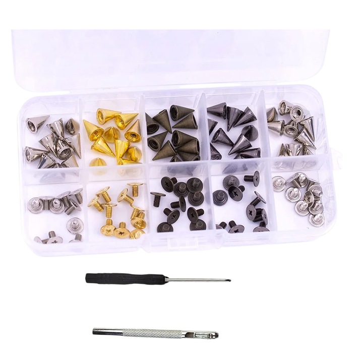 Комплект от 50 декоративни нитове Luckaide, метални, многоцветни, 7 x 10 mm