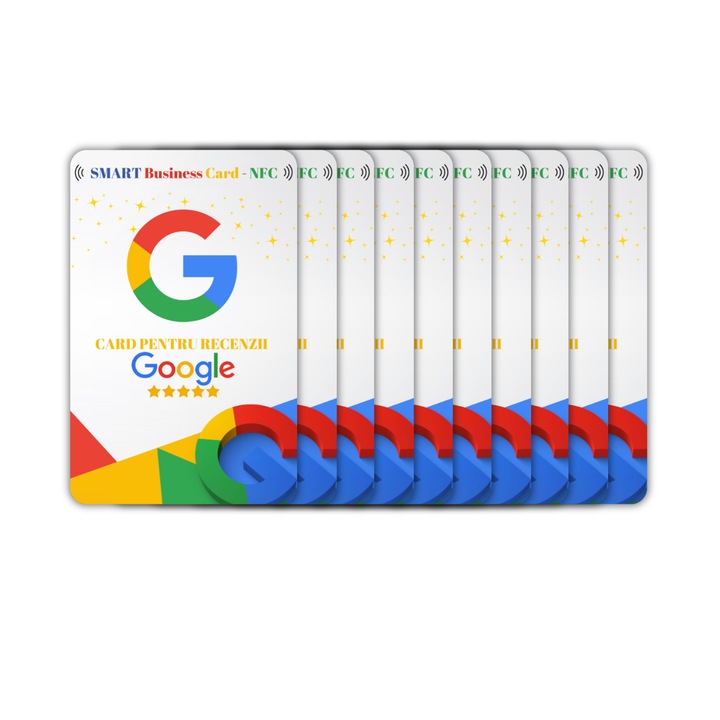 Google Smart Business Review Card, Phone Scan - NFC technológia, fehér - 10 -Pack