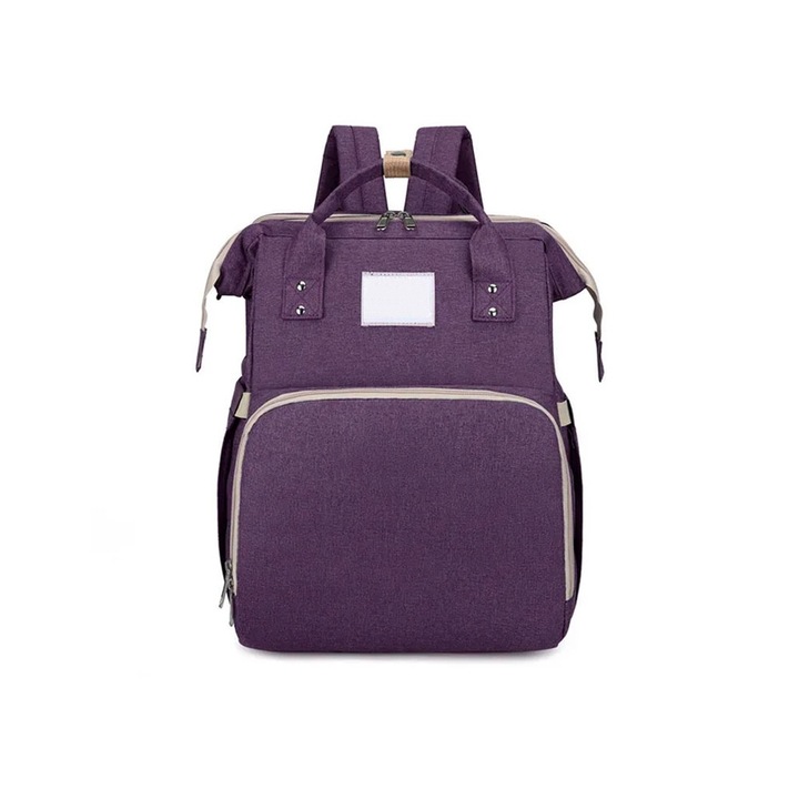 Rucsac Multifunctional pentru Mamici, Comando Kids, Rezistent la apa, Capacitate Mare, Compartiment Termic pentru Lapte, cu Patut Pliabil si Baza de Schimbat, Mov