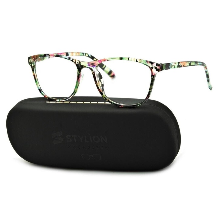 Ochelari de citit dama, ST312, +1,5, multicolor, set cu etui si servetel