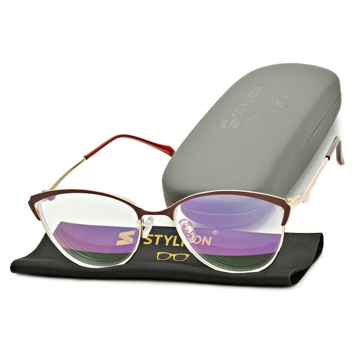 Ochelari de vedere dama, Stylion, metal, -4.50, auriu/maro