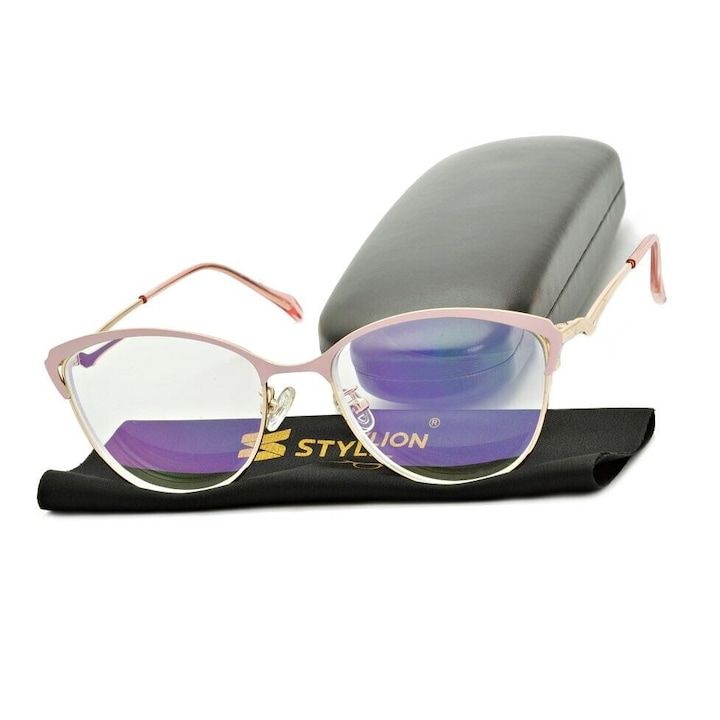 Ochelari de vedere dama, Stylion, model ST317CR, +1.50 dioptrii, culoare aurie-roz, set cu etui si laveta