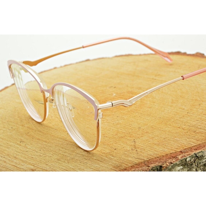 Ochelari de citit dama, Stylion, model ST317CR, +3.00 dioptrii, rame metalice, culoare aurie cu roz pudrat, set cu etui si stergator