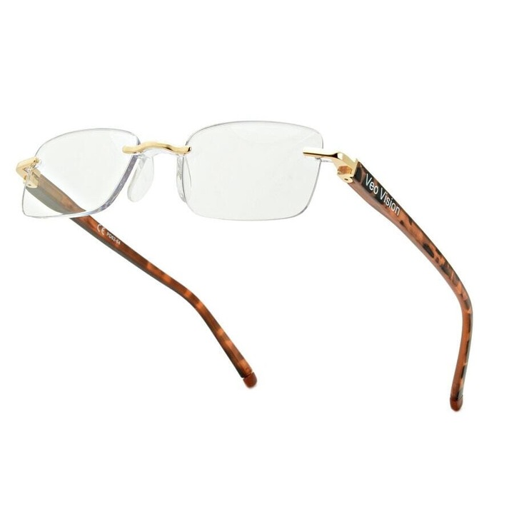 Ochelari de vedere fara rama, Stylion, model ST323A, +2.00 dioptrii, culoare pantera + auriu, set cu etui si stergator