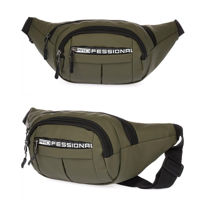 Stilion khaki unisex sporttáska, 4 rekesszel, 35x17cm