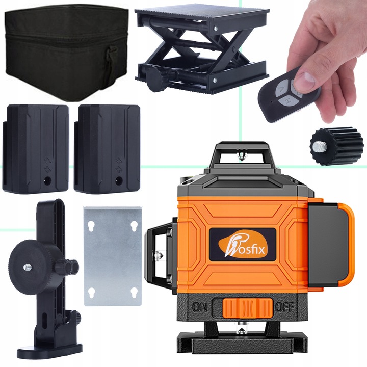 Set nivela laser Rosfix Orange Tiger 16 linii, 2 acumulatori, IP54, 360°