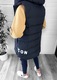 Vesta pentru barbati, groasa, de iarna, lunga, cu gluga, slim fit, 1100, bleumarin, L INTL