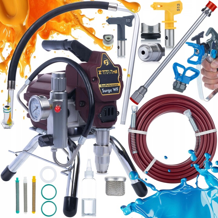 Unitate de vopsit, Rosfix, 1800W, 20Mpa, 2L/min, set complet cu lance 50cm si 3 filtre 30, 60, 100, duza 513