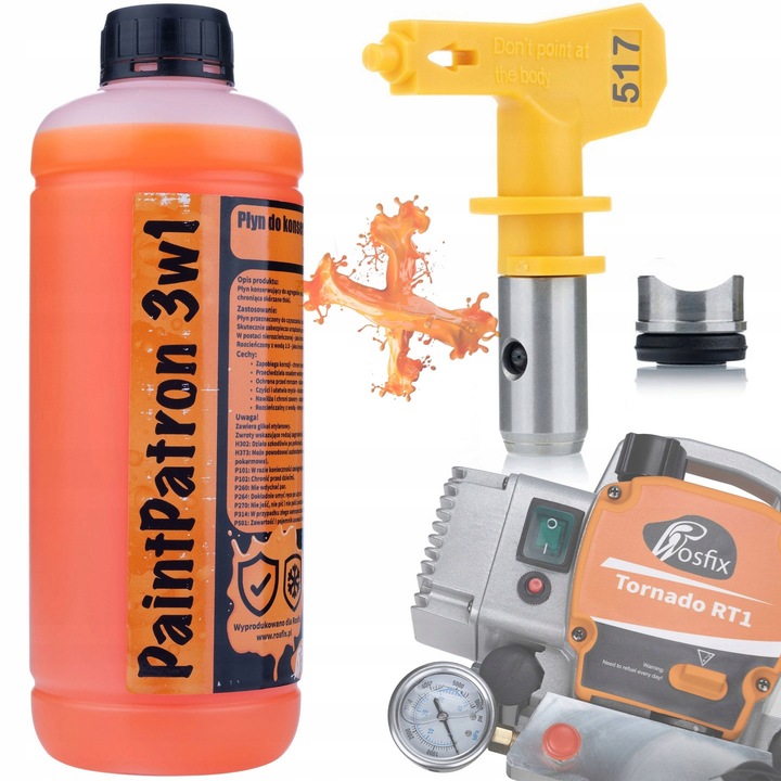 Lichid de intretinere si curatare pentru unitatea de vopsit Rosfix PaintPatron 3in1 1L + Duza de vopsit cu pulverizare Ultra Model 517
