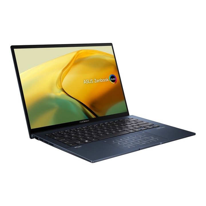 Laptop ASUS Zenbook 14, 14" 2K, Intel Core i7 13700H 5 GHz-ig, 16 GB RAM LPDDR5, 1 TB SSD, Intel Iris Xᵉ Graphics, Harman Kardon, Windows 11 Home, Ponder Blue LPDDR5