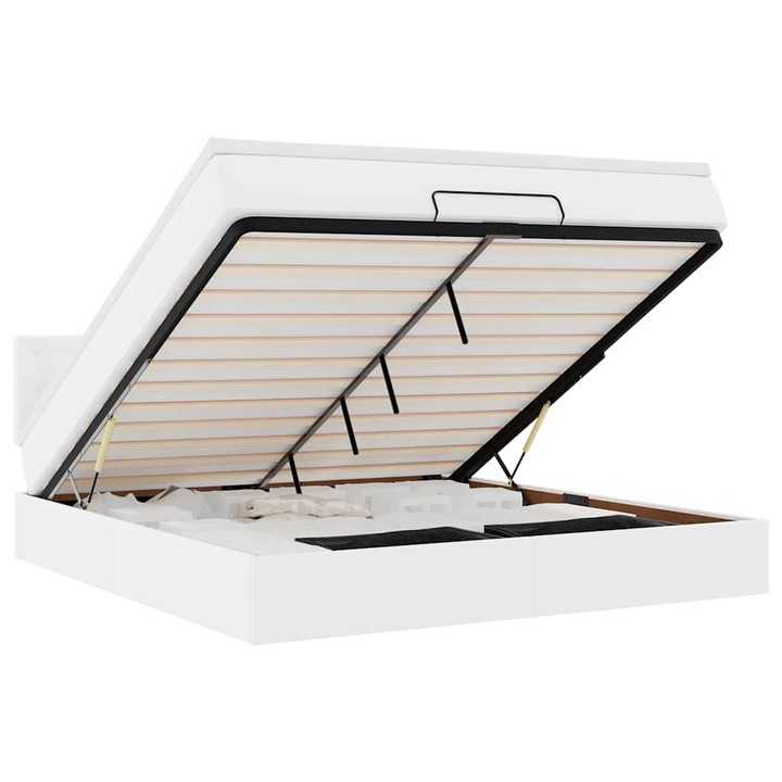 VidaXL Ottomán ágykeret matraccal tiszta fehér 180x200cm műbőrrel 57.42 kg