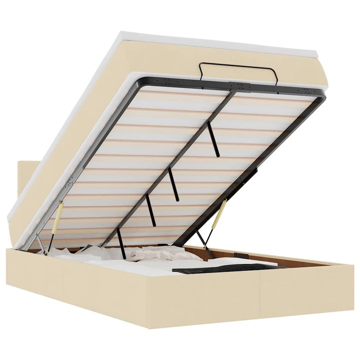 Cadru de pat otoman cu saltea vidaXL, crem, 120x200cm, stofa, 50.69 Kg 3312303