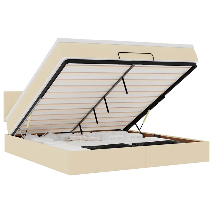 Cadru de pat otoman cu saltea vidaXL, crem, 180x200cm, stofa, 67.32 Kg 3312248