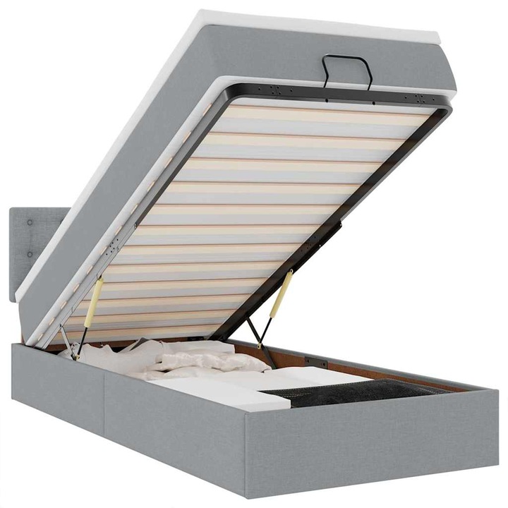 VidaXL Ottomán ágykeret matraccal világosszürke 90x190cm szövet 67.59 kg 3311587