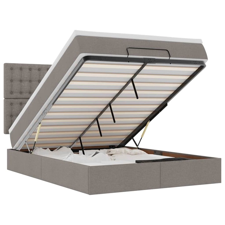 VidaXL Oszmán ágykeret matraccal tópszín 140x200cm szövet 57.08 kg