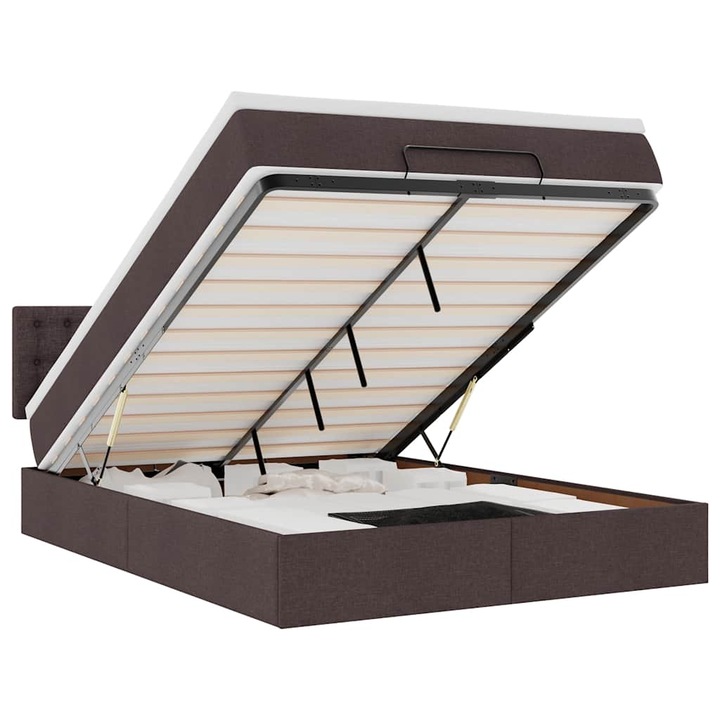 Pat otoman cu saltea vidaXL, tesatura, maro inchis, 140x190 cm, 55.23 Kg 3312474