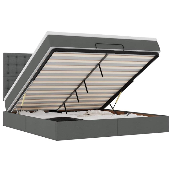 VidaXL Ottomán ágykeret matraccal sötét szürke 180x200cm szövet 40.35 kg